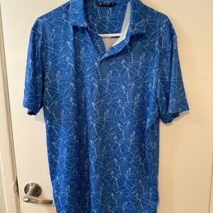 Stylish Blue Patterned Polo Shirt